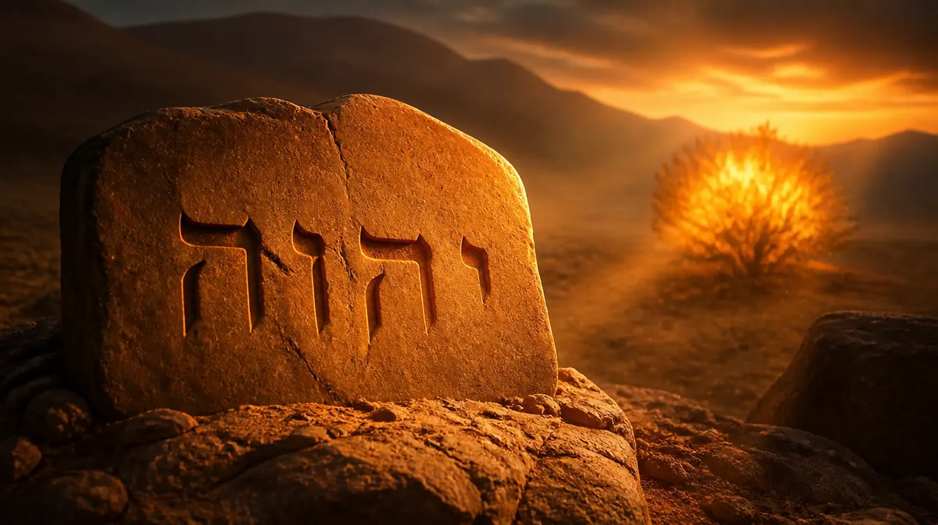 rollo hebreo antiguo con las cuatro letras del tetragrámaton YHWH grabadas