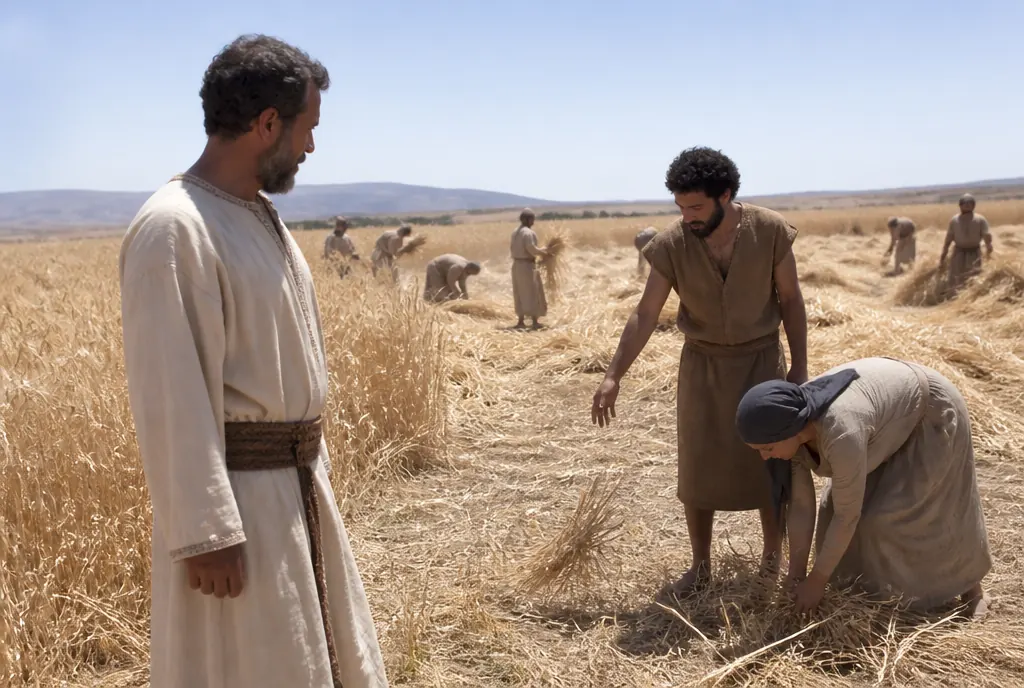 Abraham cediendo la elección de la tierra a Lot con las manos abiertas