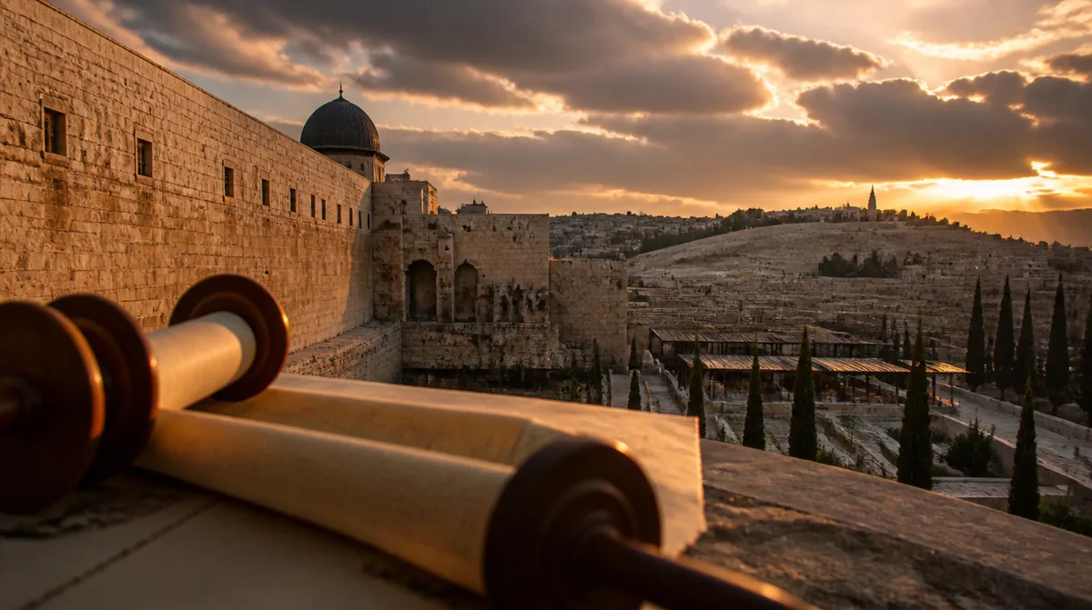 cielo dramatico sobre los muros de Jerusalen